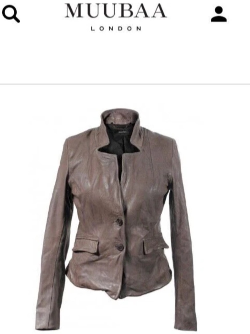 Muubaa Blazer Jacket Worn In Leather Distressed Fitted Taupe Buttons Size 4 S
